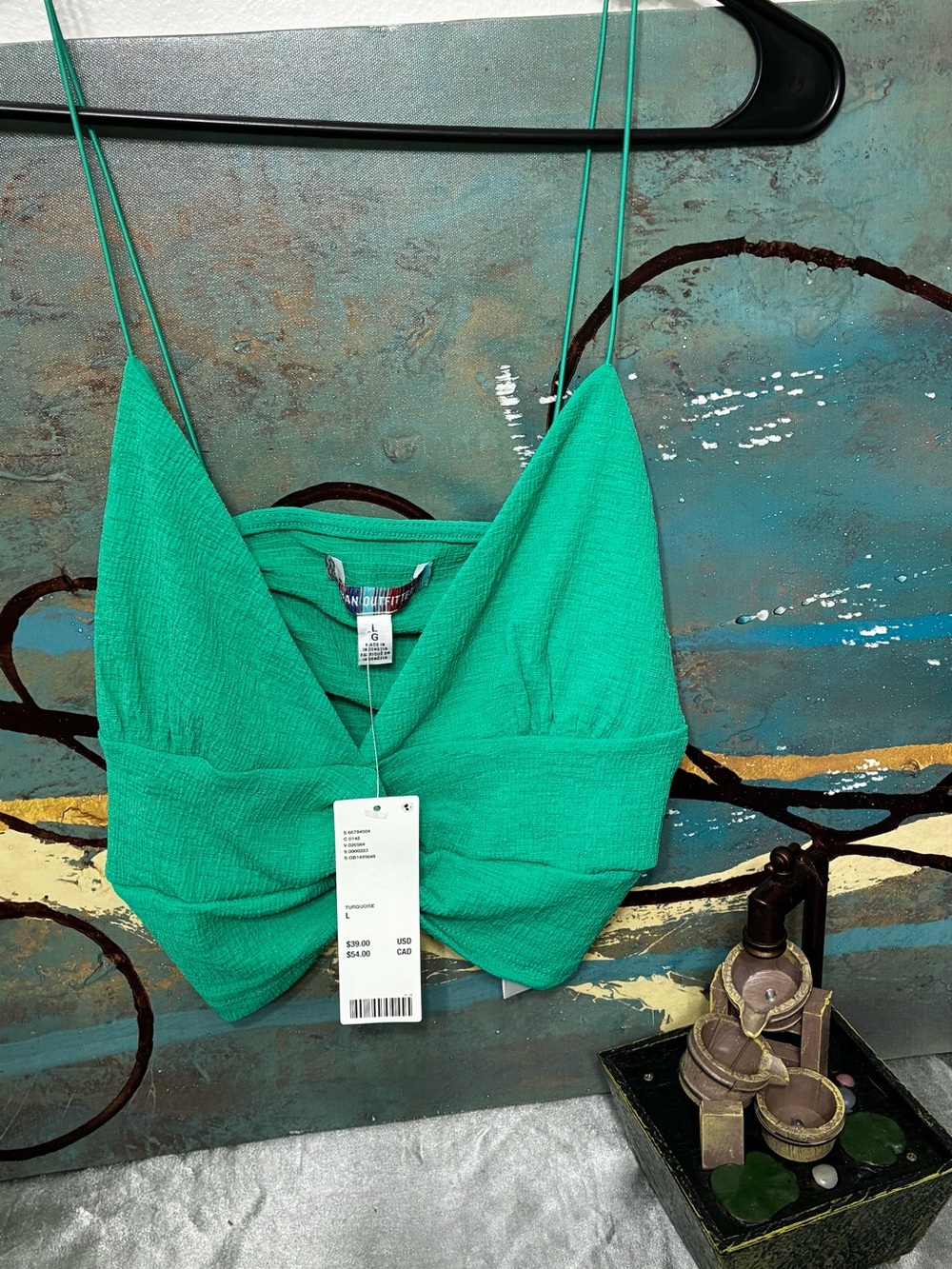 Urban Outfitters Teal Textured Twist-Front Bandeau NWT